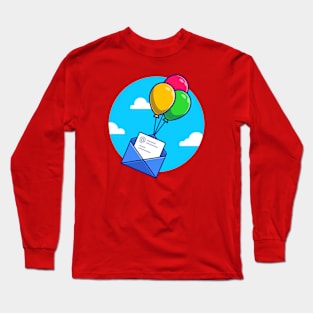 Envelope And Paper Flying With Balloons Long Sleeve T-Shirt